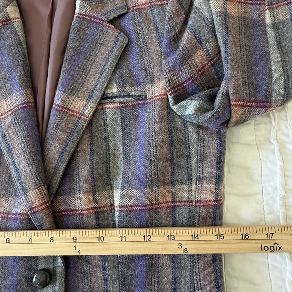 VTG Retro Prep Wool Plaid Blazer Womans 8 Preppy New England Old Money Mod - Picture 5 of 10